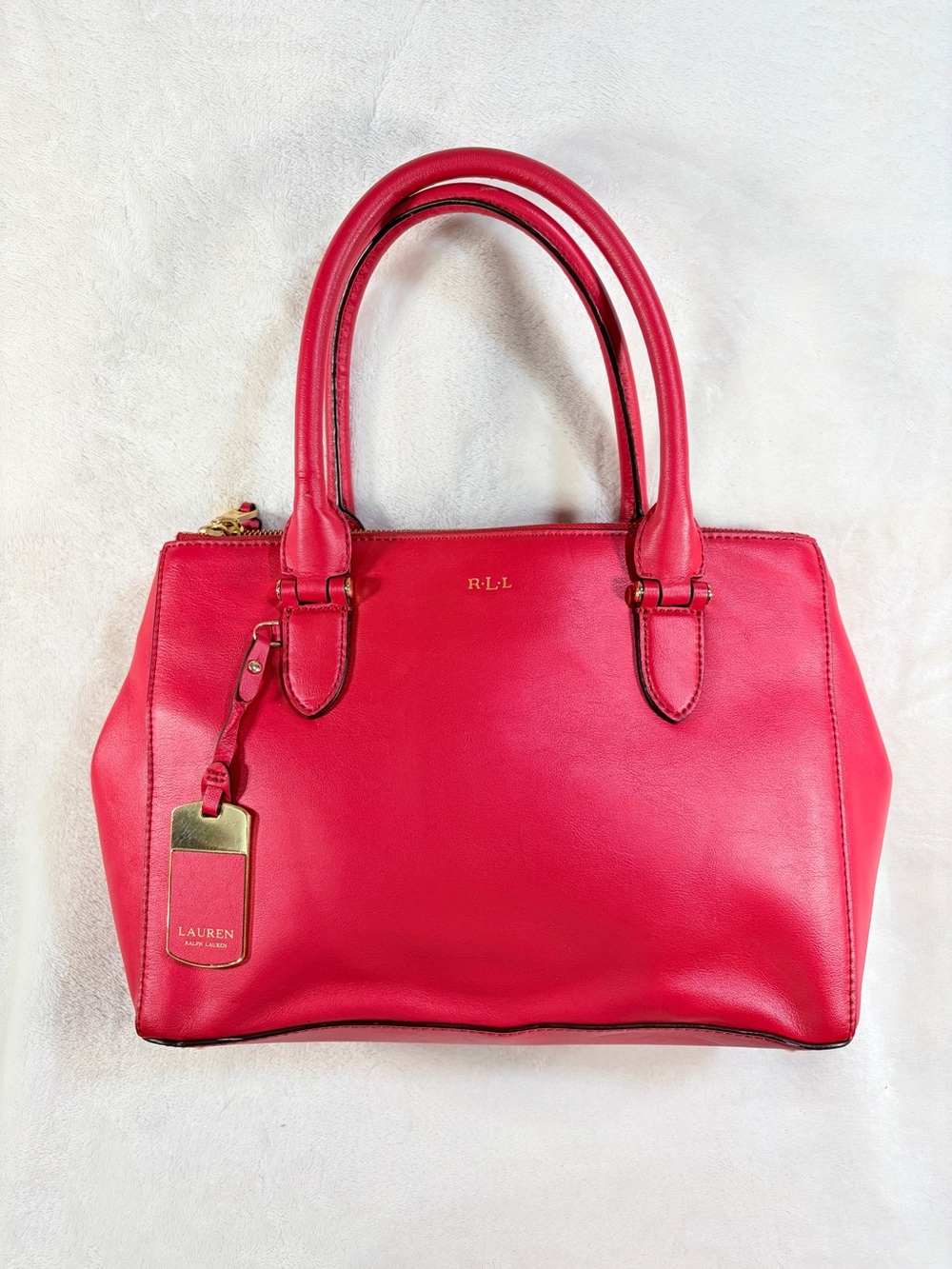 Lauren by Ralph Lauren Newbury Double Zipโ Leather Satchel Red